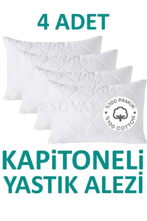 Kapitoneli Yastık Alezi Pamuklu Fermuarlı Terletmeyen Yastık Koruyucu Kılıf