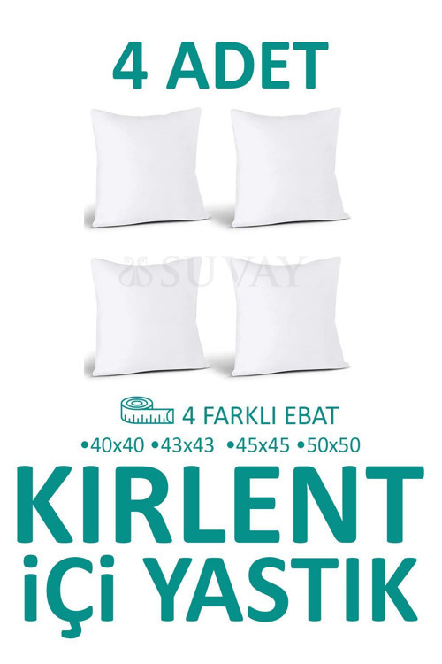 Kırlent Içi Yastık 4'Lü Silikon Elyaf Dolgulu Kırlent Iç Yastığı (4 Farklı Ebat Seçenekli)
