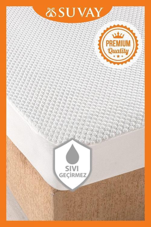 Premium Ultra Soft Sıvı Geçirmez Fitted Full Kenar Alez Tek Çift Kişilik Beyaz Renkli Yatak Koruyucu
