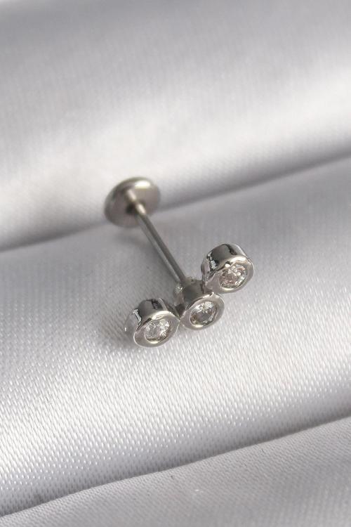 Çelik Gümüş Renk Zirkon Taşlı Tragus Piercing