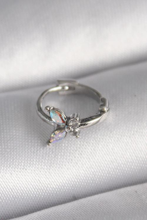 Çelik Gümüş Renk Zirkon Taşlı Kelebek Model Tragus Piercing