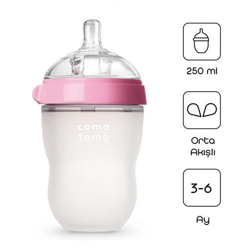 Antikolik Silikon Biberon 250 Ml 3-6 Ay Pembe