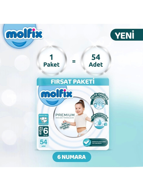 Premium Bebek Bezi Ultra Fırsat Paketi 6 Beden 15+ Kg 54 Adet