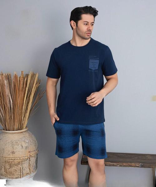 Erkek Bisiklet Yaka Kısa Kol Şortlu Pijama Takımı 6175/8 - 1 Adet