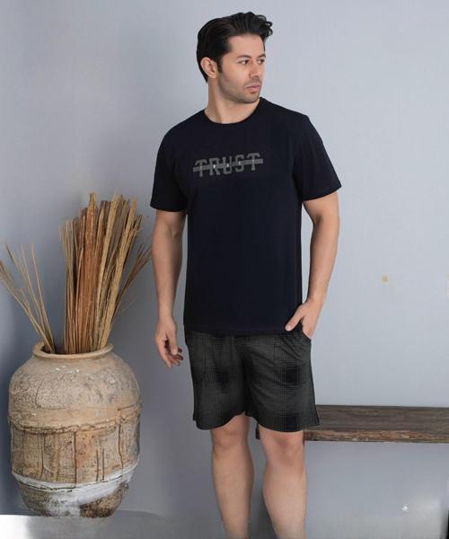 Erkek Bisiklet Yaka Kısa Kol Şortlu Pijama Takımı 6175/3 - 1 Adet