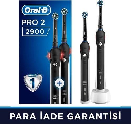 Pro 2900 Siyah  2'Li Avantaj Paketi Şarj Edilebilir Diş Fırçası