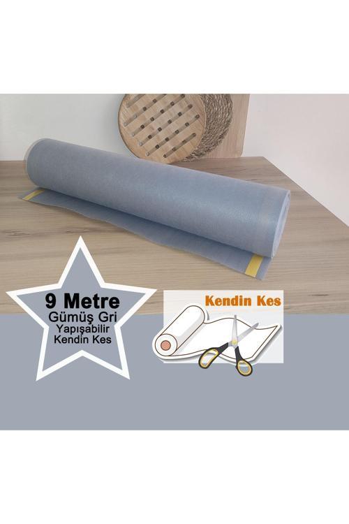 Kendin Kes Gümüş Gri 9M Yapışkanlı Çekmece Dolap İçi Düzenleyici Banyo Raf Örtüsü Kaymaz Kaydırmaz