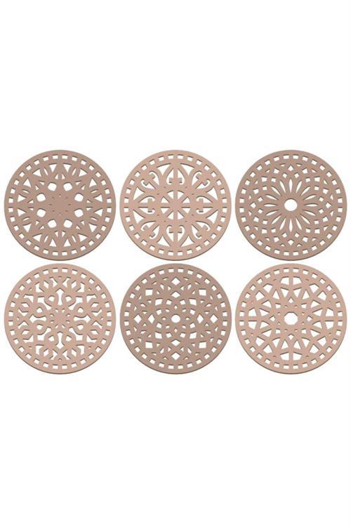 Ahşap Bardak Altlığı 6 lı Set 6 Farklı Desenli Bardak Altlığı