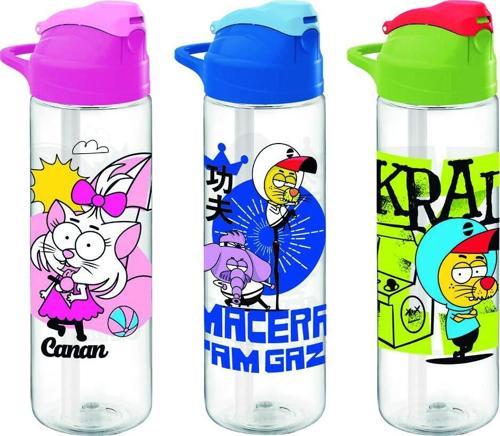 Kral Şakir Pipetli Desenli Tritan Matara (Suluk) 630 Cc (Karışık Renk 1 Adet) K222031