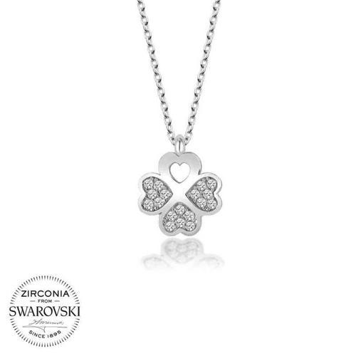 Swarovski Taşlı Gümüş Yonca Bayan Kolye SL4160
