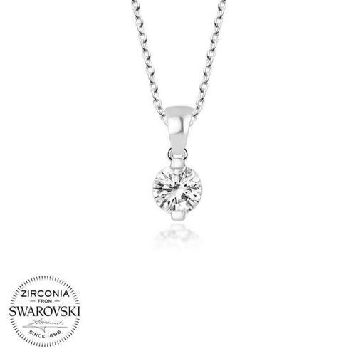 Swarovski Taşlı Gümüş Tektaş Bayan Kolye SL4211