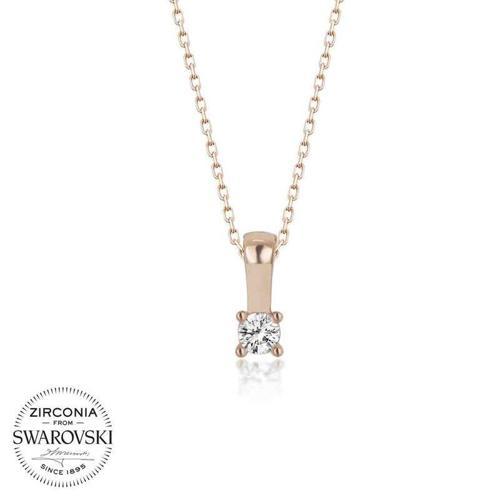 Swarovski Taşlı Gümüş Tektaş Bayan Kolye SL4175