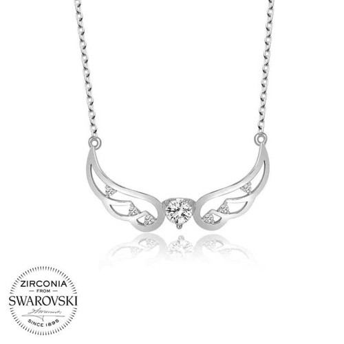 Swarovski Taşlı Gümüş Kanat Bayan Kolye SL4169