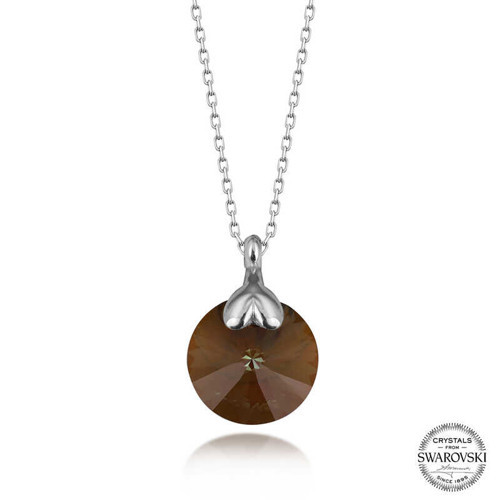 Swarovski Crystal Kahverengi Taşlı Gümüş Kadın Kolye SL5256
