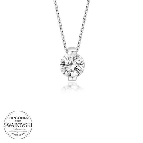 Swarovski Taşlı Gümüş Tektaş Bayan Kolye SL4207