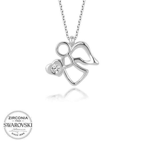 Swarovski Taşlı Gümüş Melek Bayan Kolye SL3252