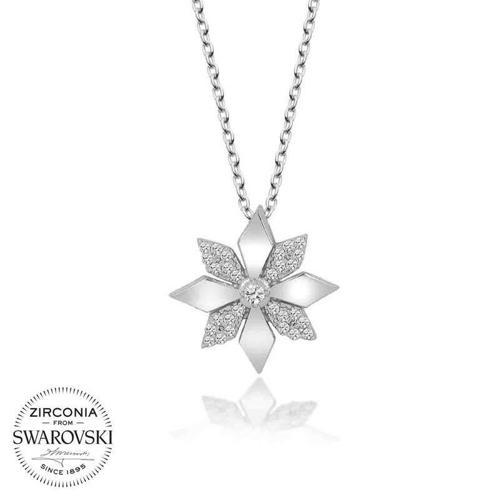 Swarovski Taşlı Gümüş Çiçek Bayan Kolye SL4133