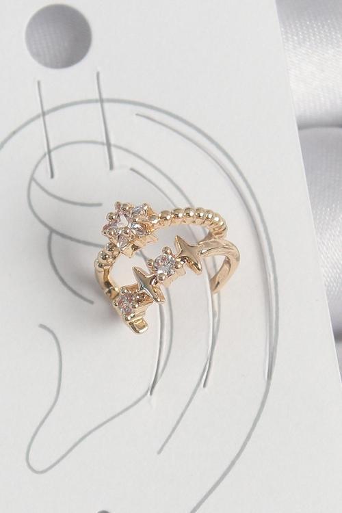 Pirinç Gold Renk Zirkon Taşlı Yıldız Model Kadın Kıkırdak Küpe SL11842