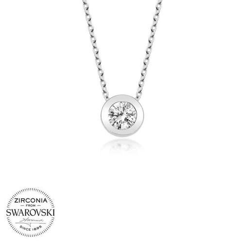 Swarovski Taşlı Gümüş Tektaş Bayan Kolye SL4181