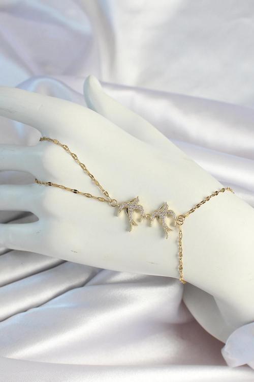 316L Çelik Zincirli Gold Renk Kuş Figürlü Şahmeran SL12046
