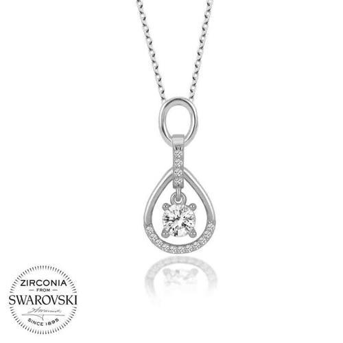 Swarovski Taşlı Gümüş Tektaş Bayan Kolye SL4107