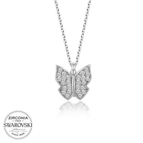 Swarovski Taşlı Gümüş Kelebek Kolye SL4127