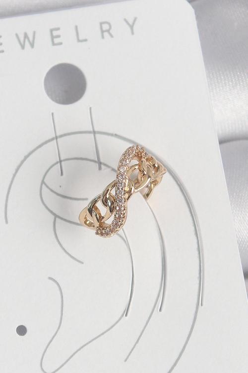 Pirinç Gold Renk Zirkon Taşlı Sonsuzluk Zincir Model Kadın Kıkırdak Küpe SL11833