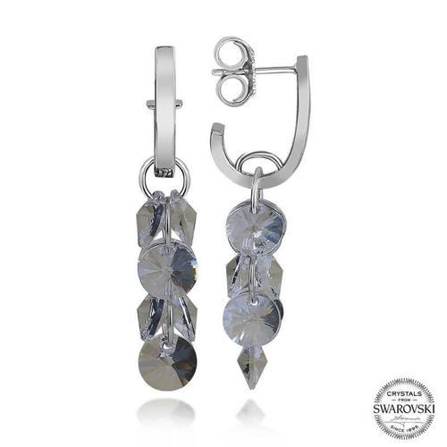 Swarovski Crystal Taşlı Gümüş Salkım Sallantılı Çivili Kadın Küpe SL5137