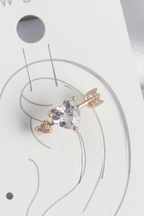 Pirinç Gold Renk Zirkon Taşlı Kalp Ok Model Kadın Kıkırdak Küpe SL11832