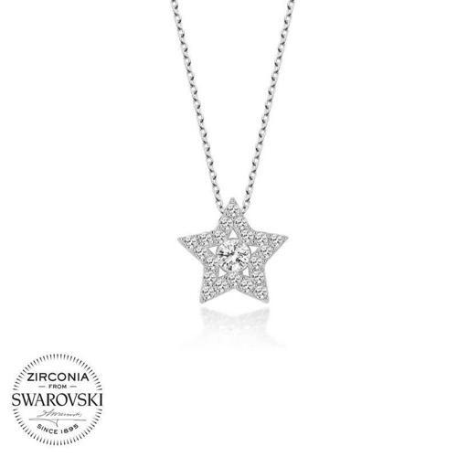 Swarovski Taşlı Gümüş Yıldız Tektaş Bayan Kolye SL4147