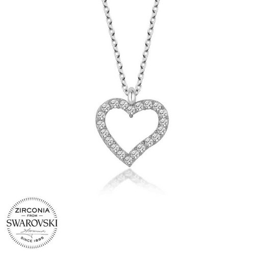 Swarovski Taşlı Gümüş Kalp Bayan Kolye SL4170