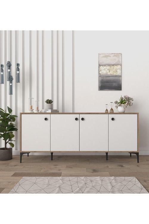 Cool Home Eylül Modern Raflı Konsol Ofis Salon 180 Cm Sepet-beyaz