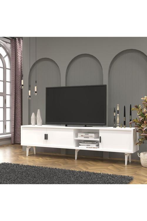 Cool Home Marin Tv Ünitesi Tv Sehpası 180 cm , Raflı , Beyaz