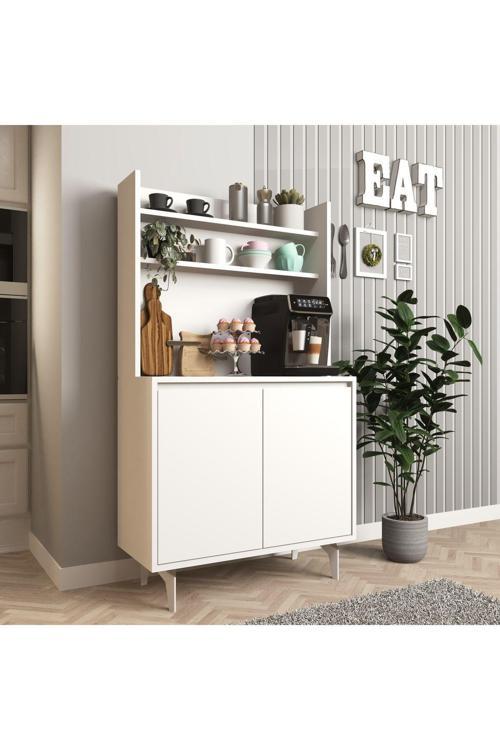 Cool Home Salt Kahve Köşesi , Raflı Çok Amaçlı Dolap Beyaz
