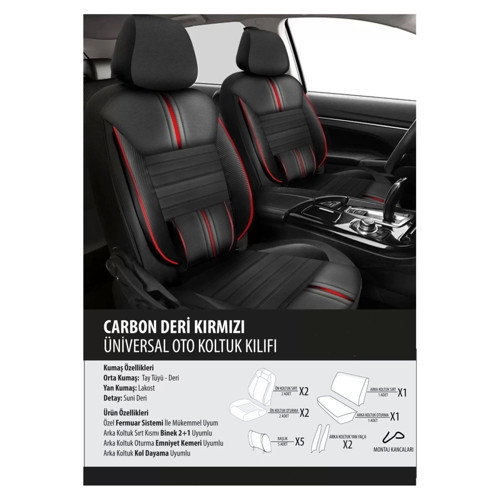Mercedes Gl Koltuk Kılıfı Carbon Deri Kırmızı