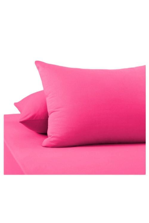 Fuşya Renkli Pamuklu Kumaş Kapaklı Yastık Kılıfı (2 Adet) 50 x 70 cm