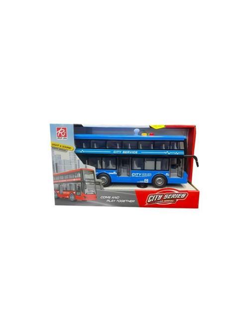 Mavi Çift Katlı Sesli Işıklı Sürtmeli Otobüs RJ5504