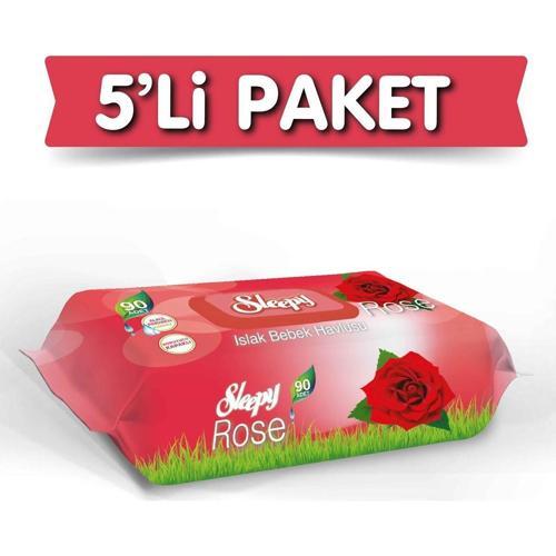 Gül Kokulu Islak Havlu 90 Lı 5 'li