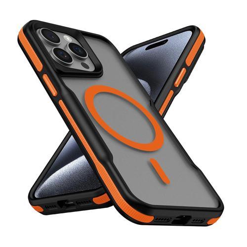 iPhone 14 Pro Max Kılıf M-safe Şarj Özellikli Renkli Kenar Airbag Şeritli Lamer Kılıf
