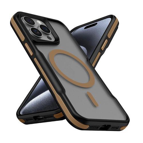 iPhone 15 Pro Kılıf M-safe Şarj Özellikli Renkli Kenar Airbag Şeritli Lamer Kılıf