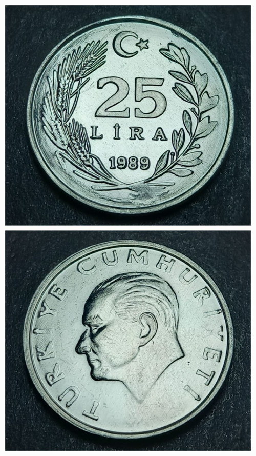 39963683a38bdecd88 1989 Darphane Tedavül Setinden ÇİL Alüminyum 25Lira Eski Para