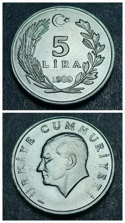 39963683a38c3c2c62 1989 Darphane Tedavül Setinden ÇİL Alüminyum 5Lira Eski Para