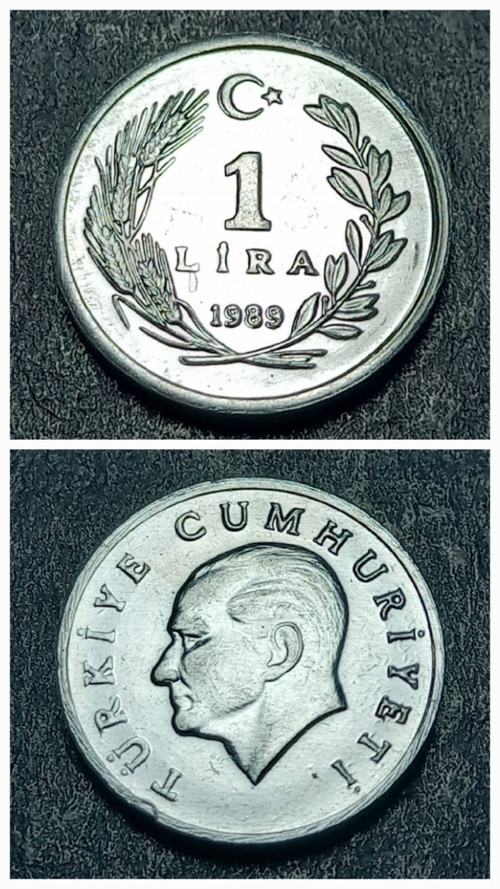 39963683a38c69f67e 1989 Darphane Tedavül Setinden ÇİL Alüminyum 1Lira Eski Para