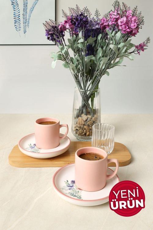 Elegant Blossoms Pembe Kahve Takımı 4 Parça 2 Kişilik 21793