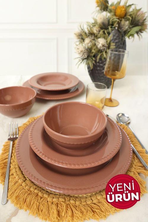 Kahverengi Bella Yemek Takımı 6 Parça 2 Kişilik 605