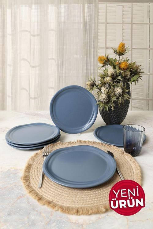 Mat Mavi Bloom Pasta Tabağı 24 Cm 6 Adet 399