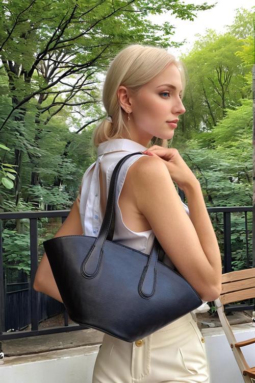 Kadın El ve Omuz Kullanımlı Çıkarılabilir Cüzdanlı Modern Kesim Shopper Çanta
