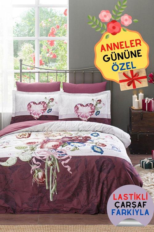 Anneler Gününe Özel Mother'S Heart Lastikli Çarşaflı Çift Kişilik Nevresim Takımı