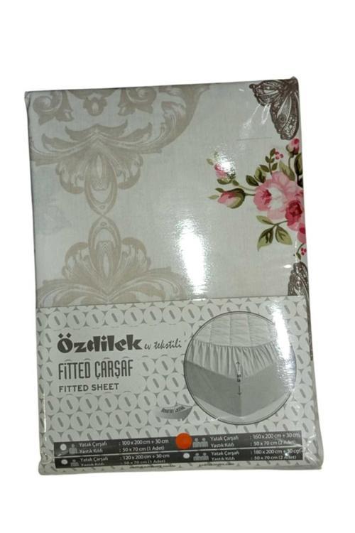 160X200+30 Cm Fitted Kumaş Çarşaf Çift Kişilik + 2 Ad Yastık Kılıfı (%100 Pamuk Kumaş)