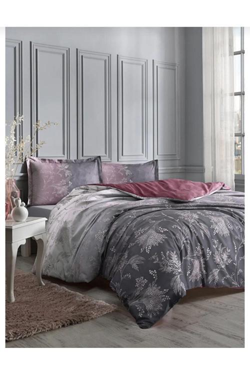 King Size (Battal Boy) Nevresim Takımı Ditsy Mor